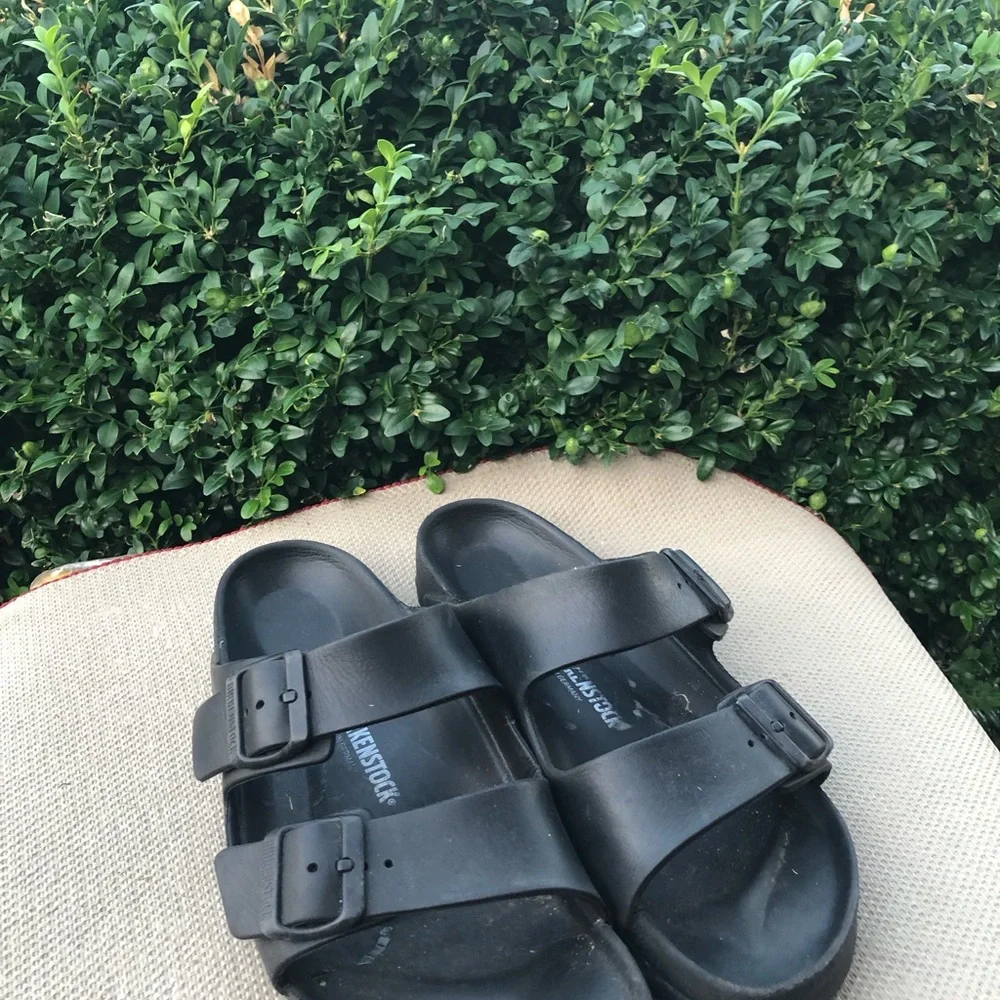 Birkenstock Arizona Exquisite Mens Black Rubber Sandals Size 41/8US